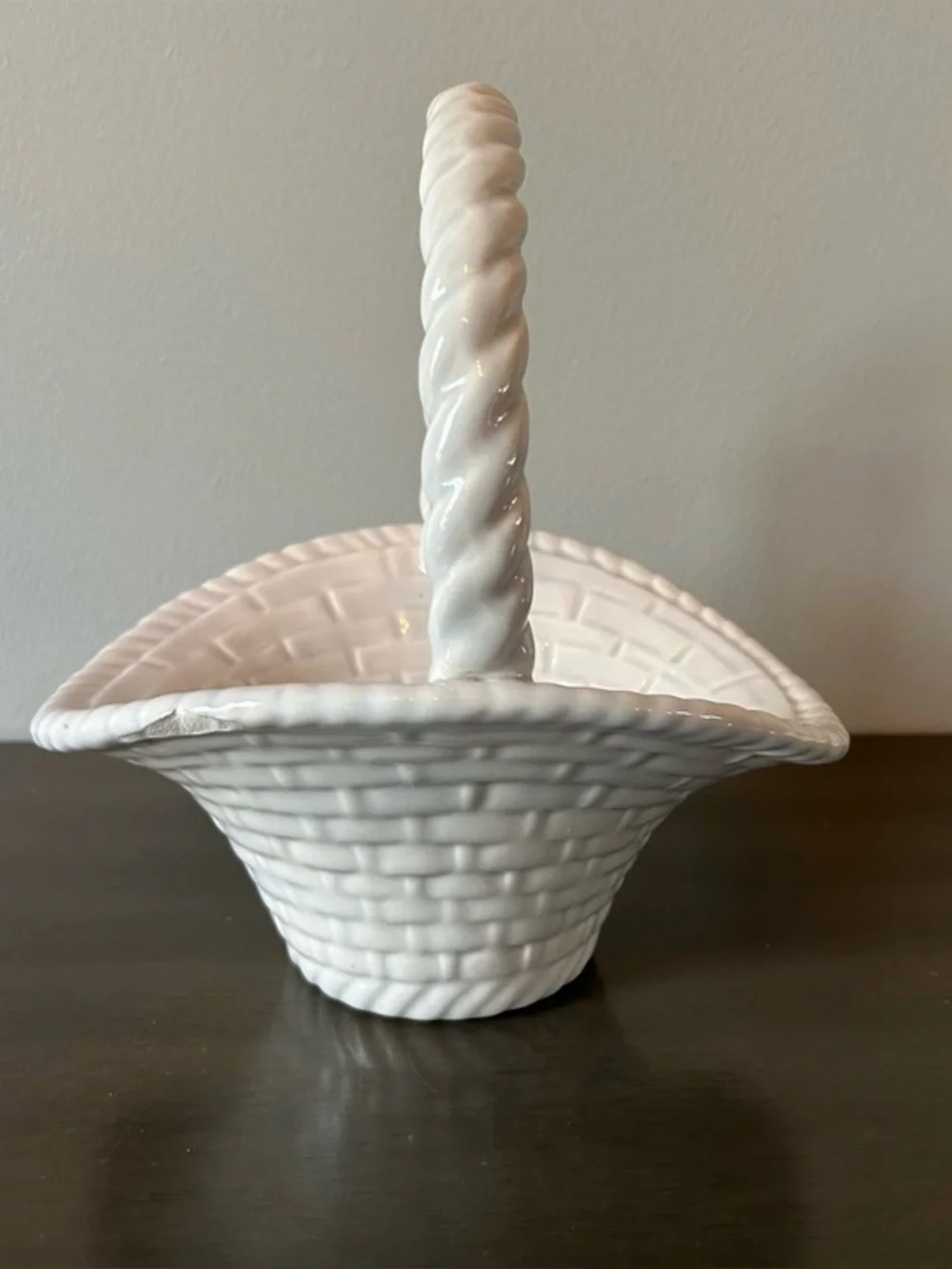 Vintage White Ceramic Basket
